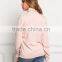MGOO Customized Pink Distressd Hoodies For Ladies 100 Cotton Terry Tops Turtle neck Long Sleeves sweatshirts