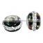 Lampwork Glass European Style Large Hole Charm Beads Round Silver Plated Core Black Clear Rhinestone