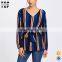 Latest fashion blouse tops women v neck striped blouse women