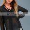 2017 black women casual long sleeve blouse design