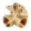 3 way brass 0-10VDC G1/2" DN15 4Nm proportional motorized valve for central air-conditioning
