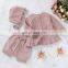 Baby knitting Clothing Sets Two Girls Suit Knit 0-2 Year Cotton Baby Knit Cardigan + PP Shorts +Hat 3Pcs Suit Baby Clothing Set