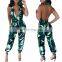 New Ladies V neck Fashion Design Stylish Women Sleeveless african printing jumpsuit