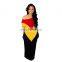 Hot selling women combo contrast panels colors extra longer off shoulder maxi jersey dresses