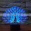 Hot Selling LED 3D Peacock Table Lamp,Led Bedside night light