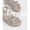 Ladies latest fancy design patent strappy heel wedge sandals ankle strap metal buckle with platform shoes