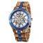 Luxury Mens Watch Automatic 3ATM Water Resistant Waterproof Gold Hollow Skeleton Mechanical Wood Watch