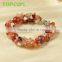Topearl Jewelry Fashion Round Red Agate Bracelets White Pearls Women Bracelets 8 Inch BJ447373