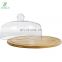 Bamboo Cake Display Cake Holder Dessert and Appetizer Round Centerpiece Glass Dome Cloche Lid