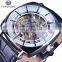 FORSINING 242 Hot Sale Product Leather Strap Bling Square Men Automatic Mechanical Wrist Watch