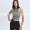 Women's High Neck Strappy Yoga Sports Bras With Removable Pads Fitness Crop Tank Tops For Ladies