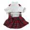 Wholesale Scotland Plaid Decorative Border Dog Skirt with White Collar
