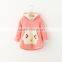 2015 New Arrival Children Clothes Korean Style Fall & Winter Girl Sweater With Cartoon Pockets Kids Hodded Coat