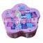 Durable flowered shaped metal tin storage box for girls