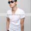 short sleeve cotton V neck t-shirt