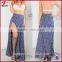 Fashion design high splits maxi skirt in navy floral women maxi skirt clothing