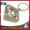 Custom design rhombus shape mat nickle coin bezel keychain