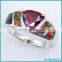 Hot Selling Rhodium Plated 925 Sterling Silver Pave Zircon Wpmen Opal Ring