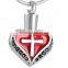 SRP8098 Alibaba China Crystal Pendant Heart Shaped Cross Pendant 316L Stainless Steel Cremation Jewelry