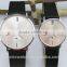 Simple lover watch Gift Cheap Black dial Leather strap for lover couple watch