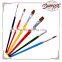 6 pcs colorful handle assorted artist brushes watercolor paint brush set nylon brush professional art supplier in china