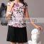 Pretty Steps 2016 elegant ladies casual printed short sleeve summer blouses high quality round collar blouse for women
