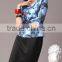 Pretty Steps 2016 fashion knitted fabric type and blouse & top flower printed round collar half sleeve top for ladies