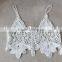 high quality big lily flower pattern polyester kintted embroidery vest for wholesale