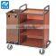 Hotel luxury flambe solid wood cooking trolley
