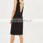 chic sleeveless black jersey Dress destroyed neckline grungy style Ladder Back Washed Midi Dress