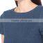 Wholesale Women Apparel Navy Short Sleeves Relaxed Round Neck Stretch-denim T-shirt(DQE0223T)