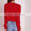 Custom Design Women Merry Christmas Crew Neck Cropped Jumper Red Knitwear Sweater Pullover
