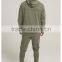 Khaki Men's Full Tracksuits 100% Cotton Raw Cut Gym Pullover Hoodie Tapered Jogger Pants Custom Tracksuit Tops and Bottms