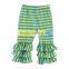 2017 Childrens Boutique Clothing Stripe Kids Capri Girl Triple Ruffle Pants
