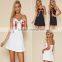 Women Sleeveless Backless Mini Dress Mandarin Collar