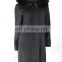 New Fur Collar Trendy Women's 100% Cashmere Outwear Long Coat
