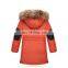 Children teenager winter hoodie down jackets with big real fur collar
