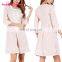 Latest Design Pink Long Sleeve Knee Length One Piece Dresses For Fat Girls