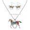 New Fashion Oil Drip Jewelry Horse Shape Necklace And Earring Setting