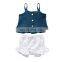 1-5 Years Kid Newborn Baby Girls Button Sleeveless Tank Tops + mini shorts Outfits 2pcs Clothing Set