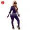 Autumn Jumpsuit European and American Women's Rompers Solid Color Long-Sleeved Zipper Jumpsuit