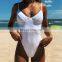 Vintage Solid Basic One-Piece Bikini Woman Sexy Push Up Swimsuit Tight G String High Waist Swimsuit Student Summer Beach