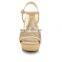 women high fashion good quality synthetic upper high heels open toe buckle strap wedges sandals shoes (LAJWG0037)