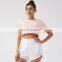Short gym set women workout sets for women with crop jumper running shorts gym wear women sets 2023
