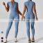 Custom Activewear Quick Dry Breathable Zipper Short sleeve Leggings Jumpsuit Workout Rompers Jumpsuits Playsuits Bodysuits