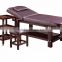 Dark Brown Physical Wooden Ceragem Massage Bed Practical Facial Spa Bed with Table