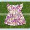 Latest style frozen elsa print girls summer dresses flutter sleeve dress for baby girl childrens boutique clothing dress