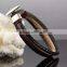 Men's Bracelet Leather Rope Bracelet Bangle for Men and Women Black Fabric Genuine Leather Wristband Bangle With Alloy Clasp