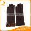 2016 fangle spandex velvet black hand gloves decorated with lovely leather flower