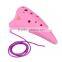 12 Holes Plastic Ocarina Flute Alto C Musical Instrument with Music Score for Music Lover and Beginner 5 colors for choosing